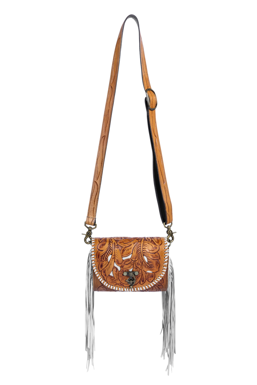 Juan Antonio Tooled Leather Crossbody Purse