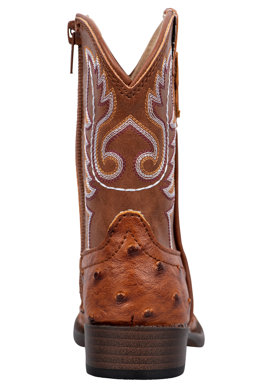 Roper Tan Faux Ostrich Toddler Boots