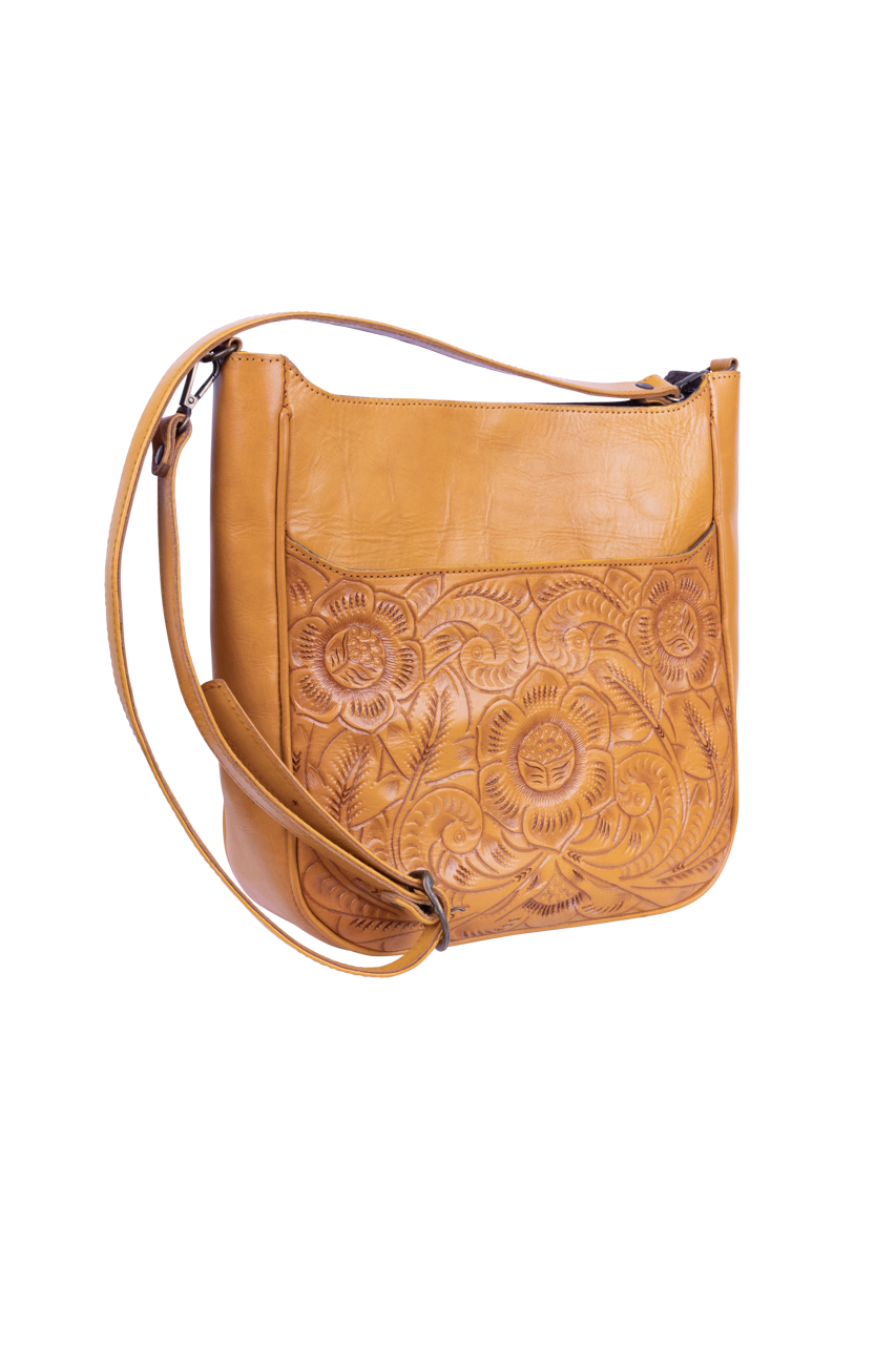 Hide and Chic Tooled Messenger Bag