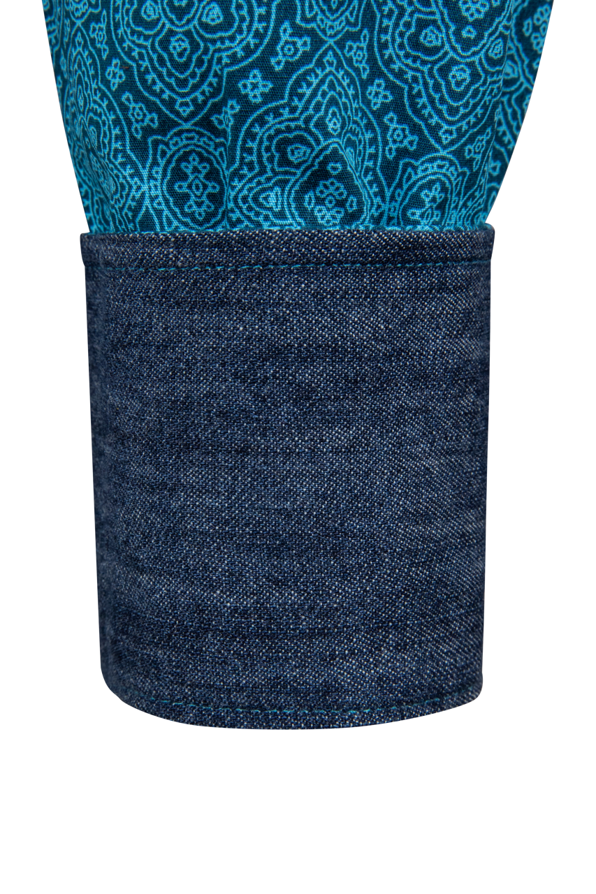 Stetson Men's Medallion Snap Front Shirt - Teal