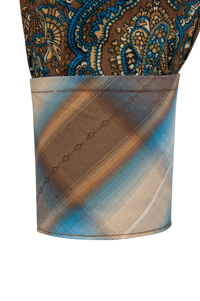 Stetson Men's Medallion Paisley Snap Front Shirt - Brown