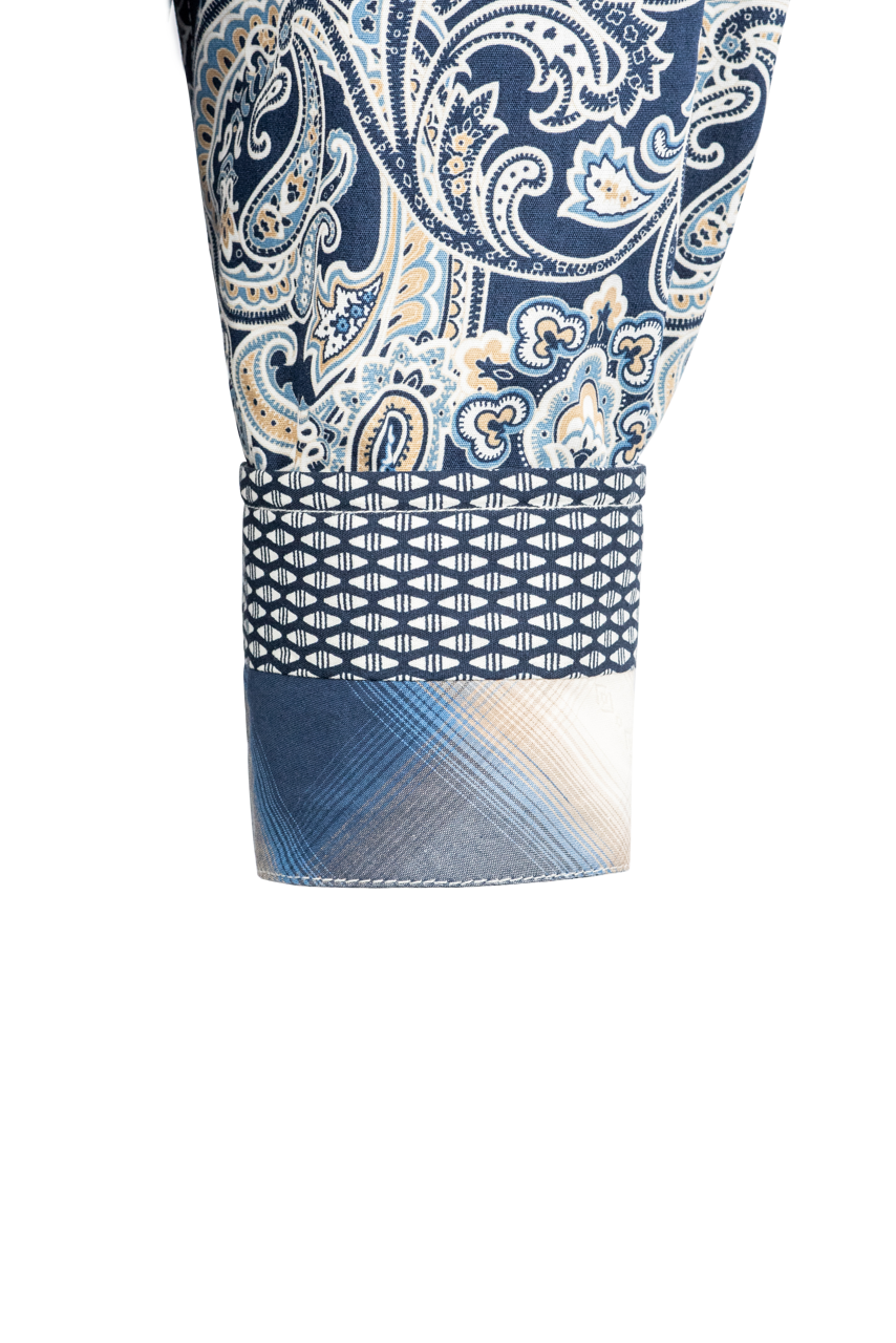 Stetson Men's Paisley Snap Front Shirt - Blue Greenspring