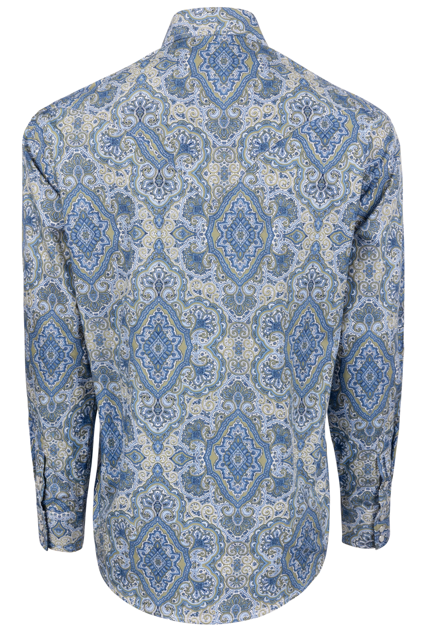 Stetson Men's Paisley Snap Front Shirt - Blue Marble