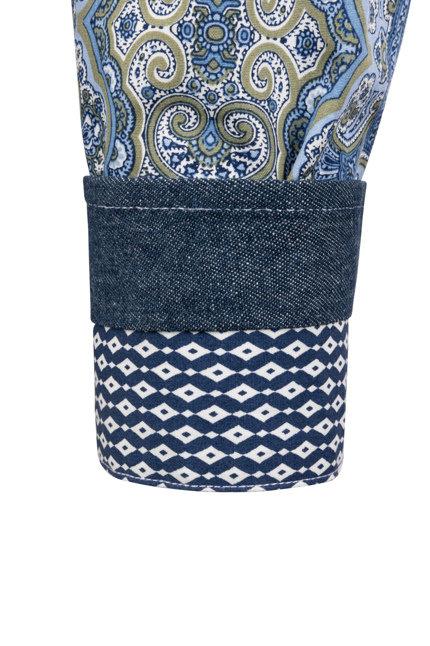 Stetson Men's Paisley Snap Front Shirt - Blue Marble