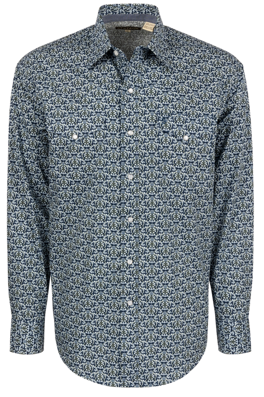 Stetson Men's Snap Front Shirt - Navy Medallion