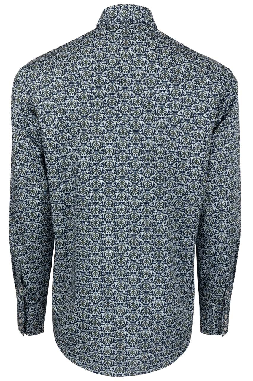 Stetson Men's Snap Front Shirt - Navy Medallion