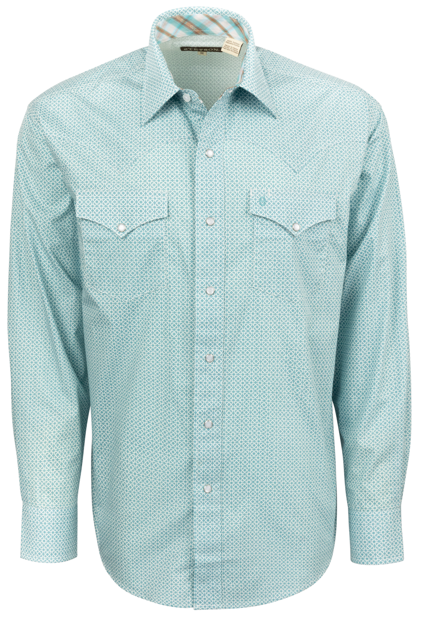 Stetson Men's Mosaic Snap Front Shirt - Blue