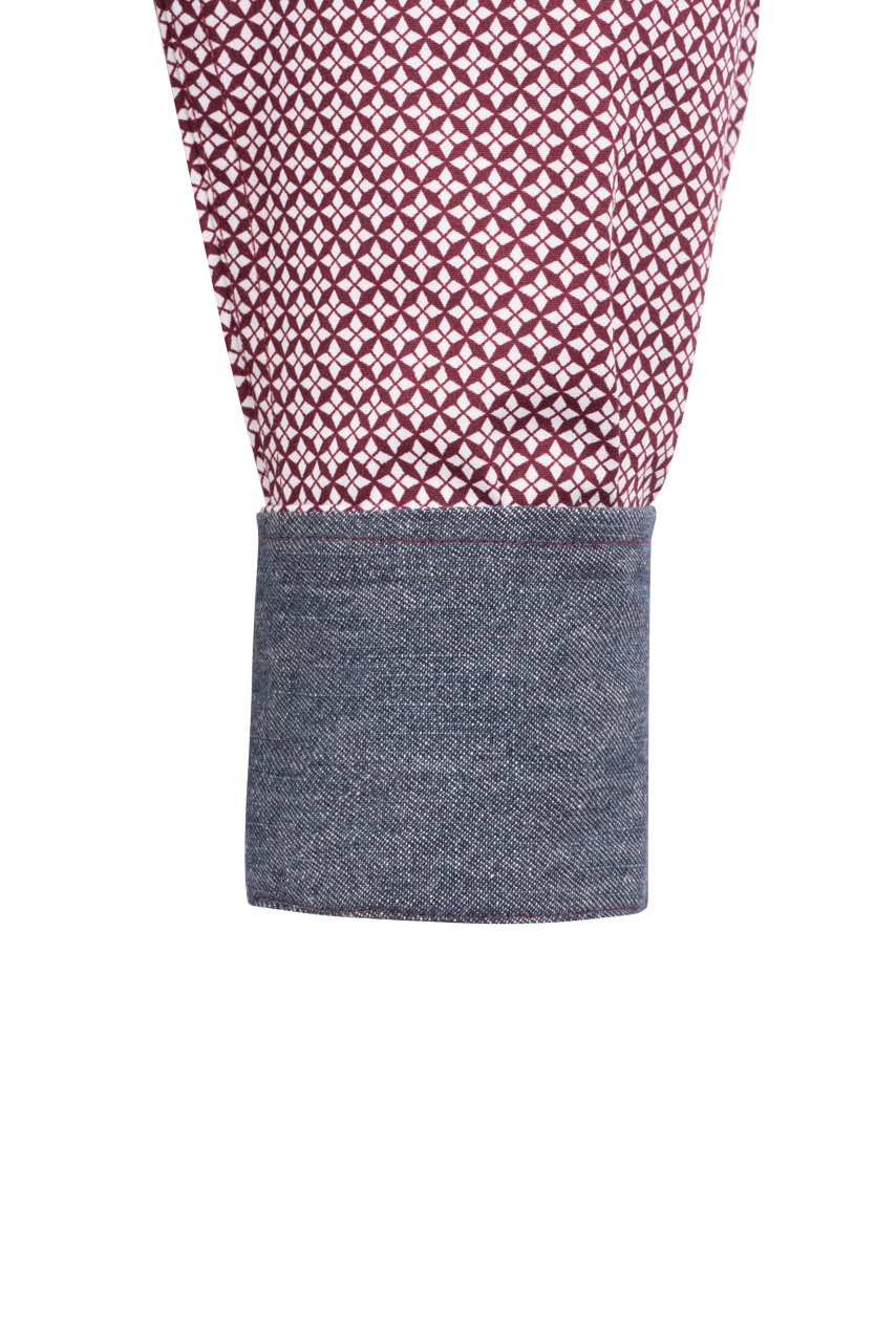 Stetson Men's Geometric Pearl Snap Shirt - Burgundy