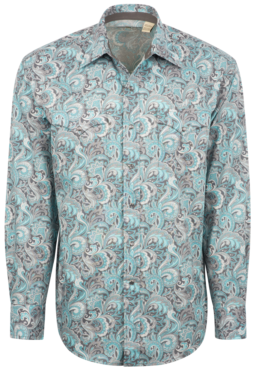 Stetson Men's Paisley Print Pearl Snap Shirt - Sage