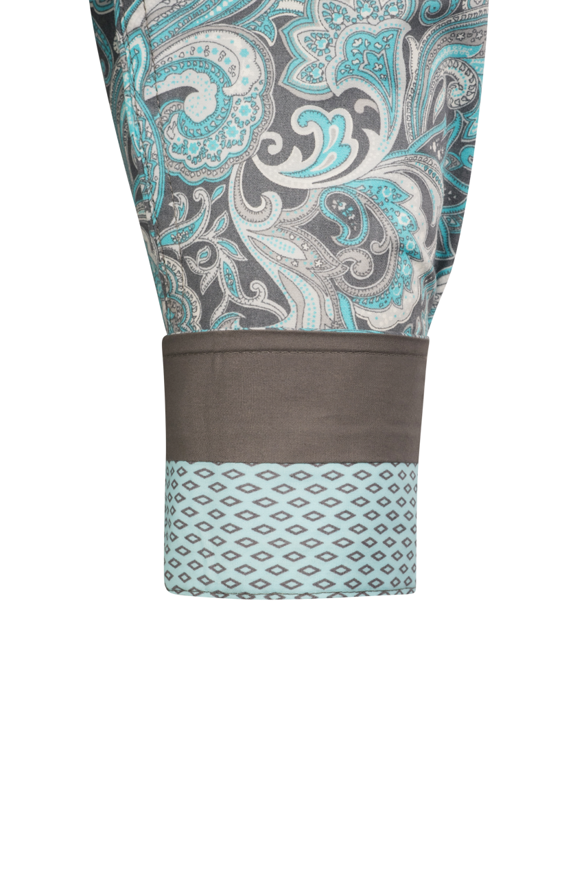 Stetson Men's Paisley Print Pearl Snap Shirt - Sage