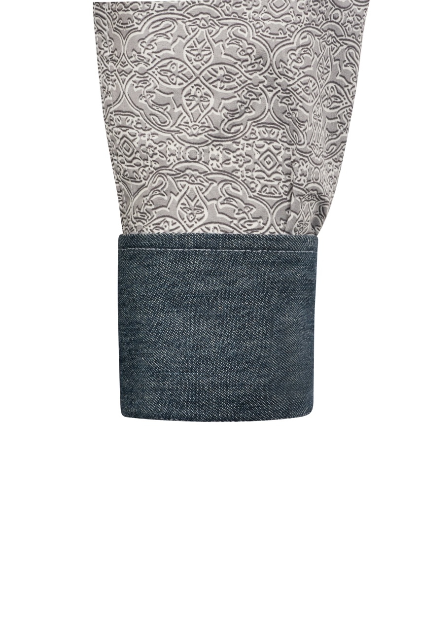 Stetson Men's Medallion Print Pearl Snap Shirt - Gray