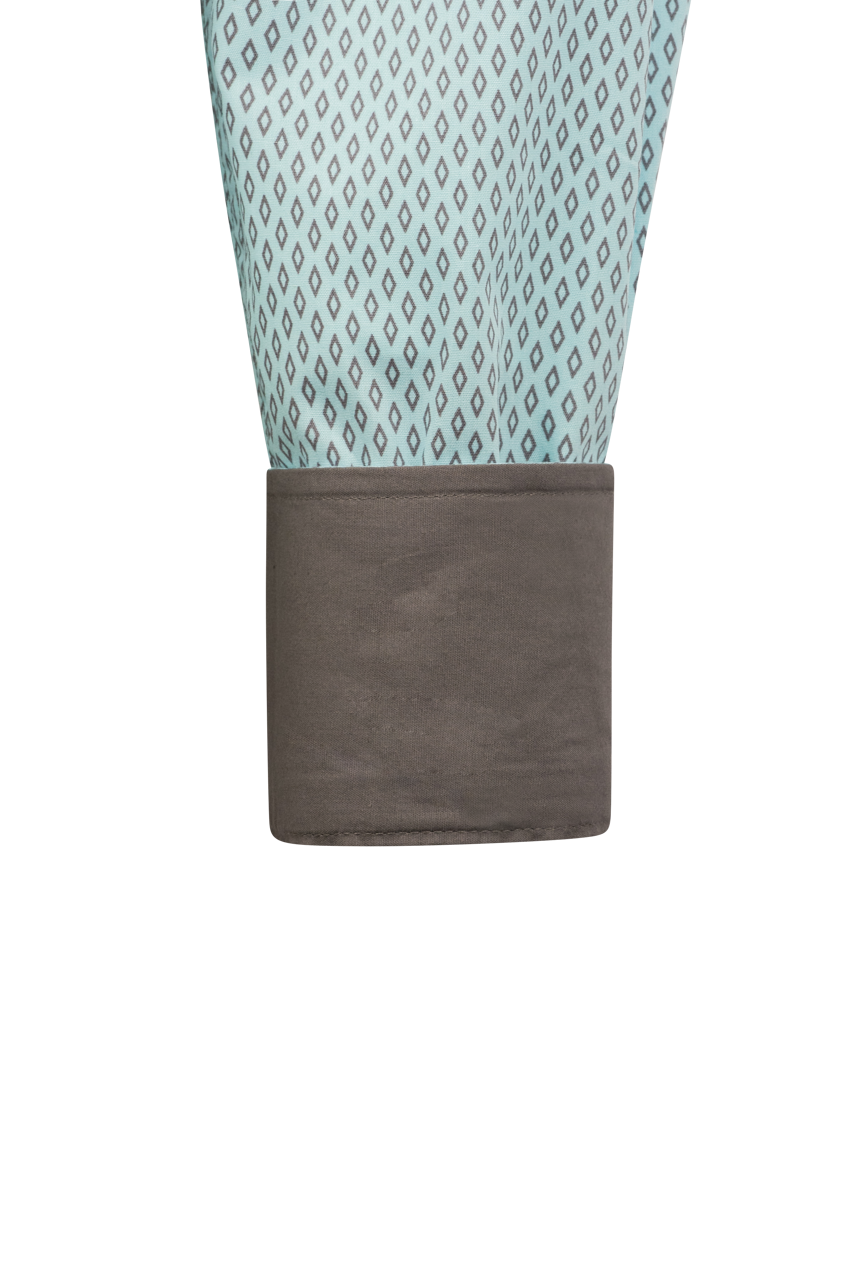 Stetson Men's Diamond Print Pearl Snap Shirt - Blue Silver