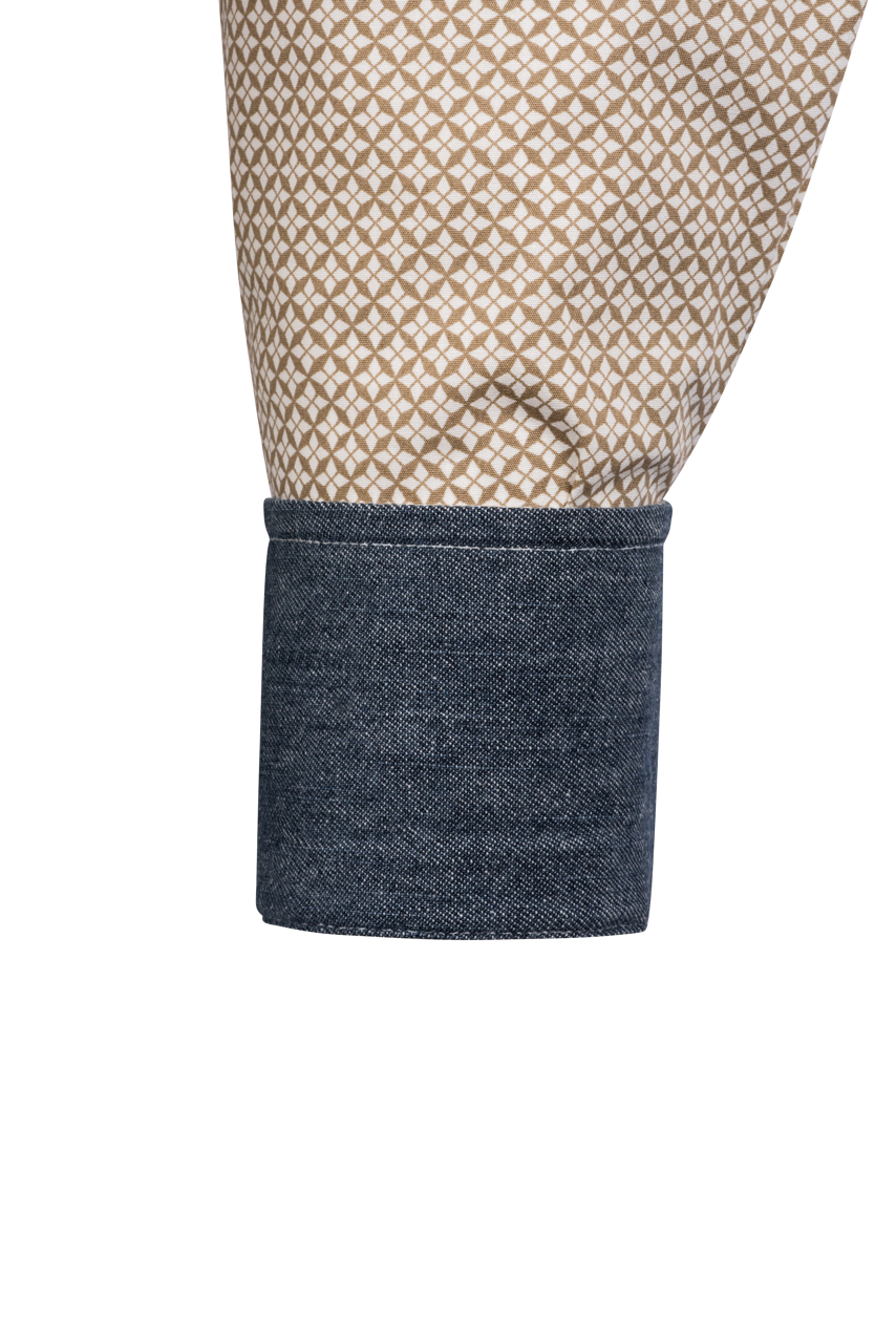 Stetson Men's Geometric Print Pearl Snap Shirt - Brass