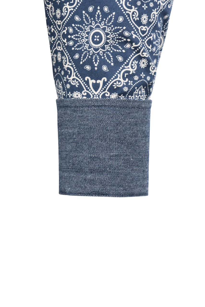 Stetson Men's Bandana Medallion Print Pearl Snap Shirt - Blue