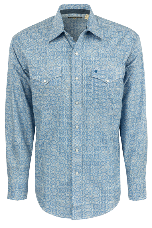 Stetson Men's Medallion Snap Front Shirt - Blue