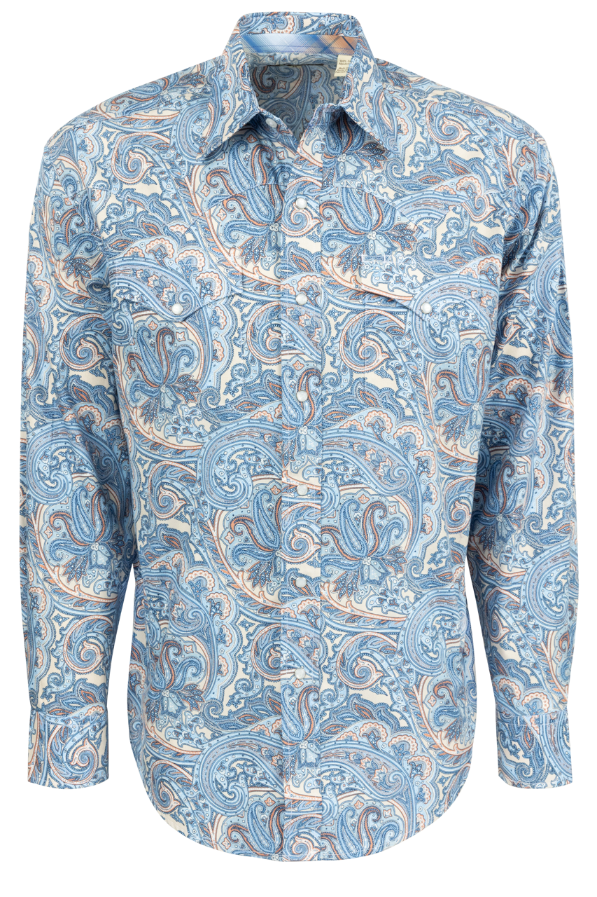 Stetson Men's Sunrise Paisley Snap Front Shirt - Blue Multi