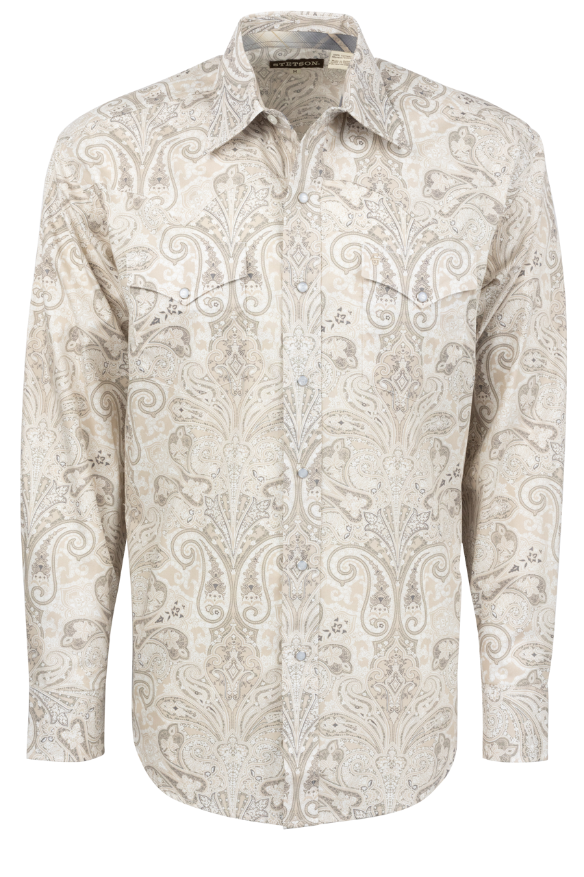 Stetson Men's Paisley Snap Front Shirt - Sand