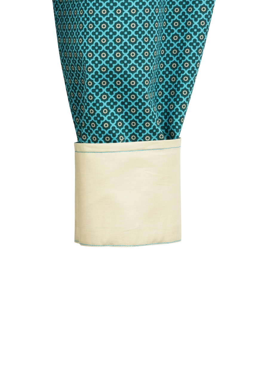 Stetson Men's Four Leaf Foulard Print Pearl Snap Shirt - Green