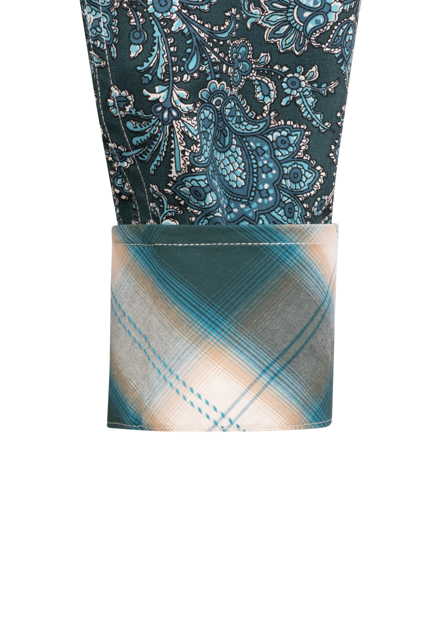 Stetson Men's Paisley Pearl Snap Shirt - Forest