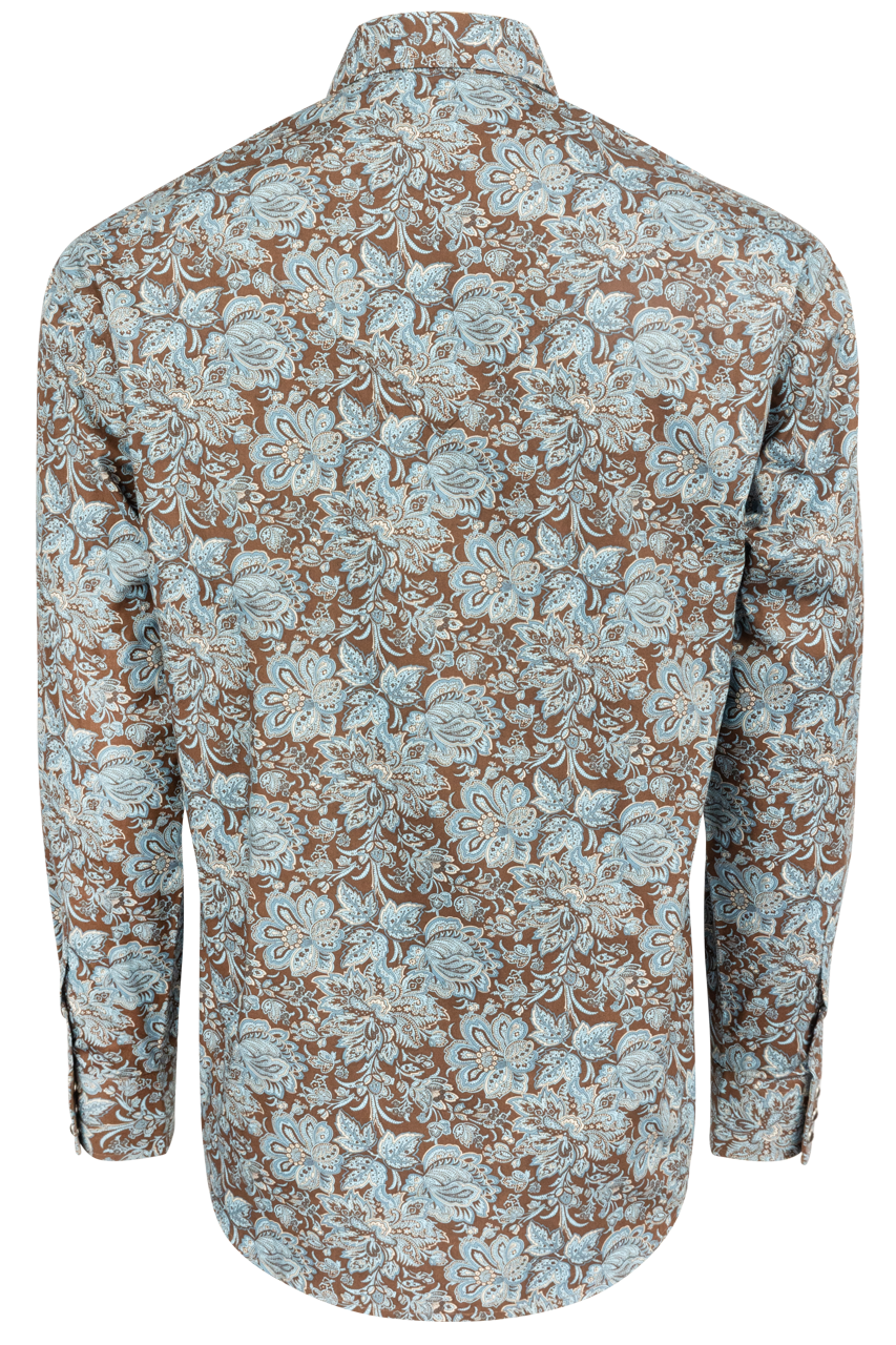 Stetson Men's Paisley Snap Front Shirt - Brown and Blue