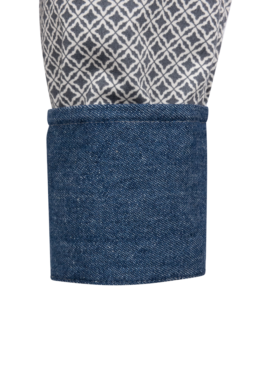 Stetson Men's Snap Front Shirt - Gray Geometric