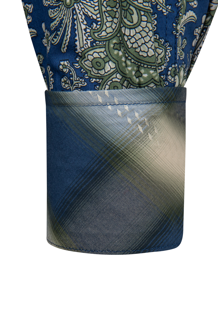 Stetson Men's Paisley Snap Front Shirt - Blue Moss