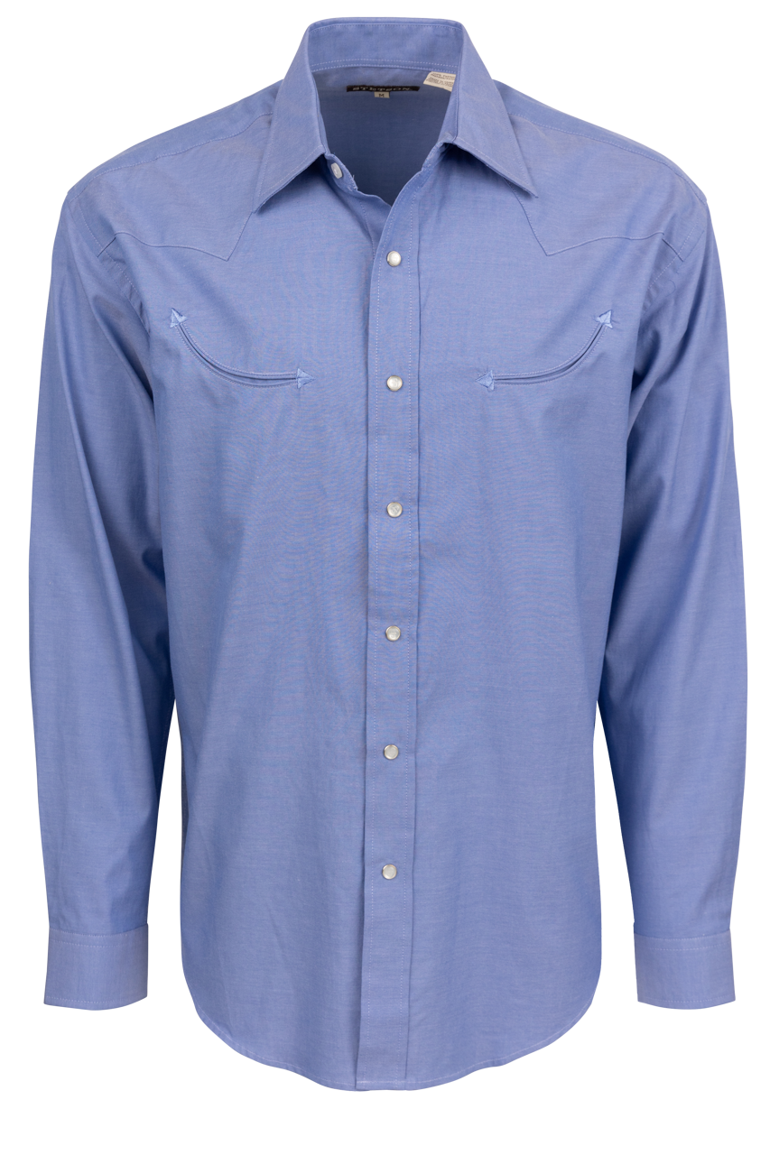 Stetson Men's Oxford Snap Front Shirt - Blue