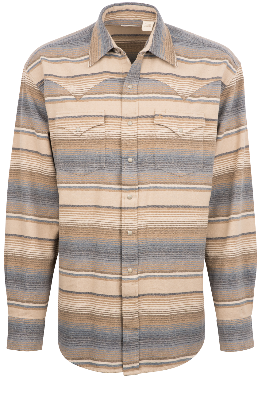 Stetson Men's Original Rugged Striped Snap Front Shirt - Tan