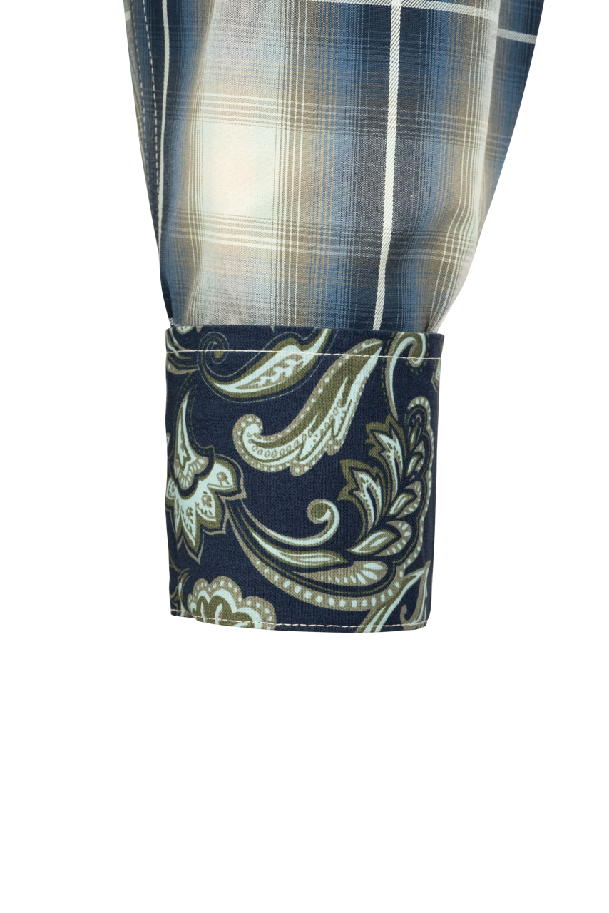 Stetson Men's Crystal Plaid Snap Front Shirt - Blue