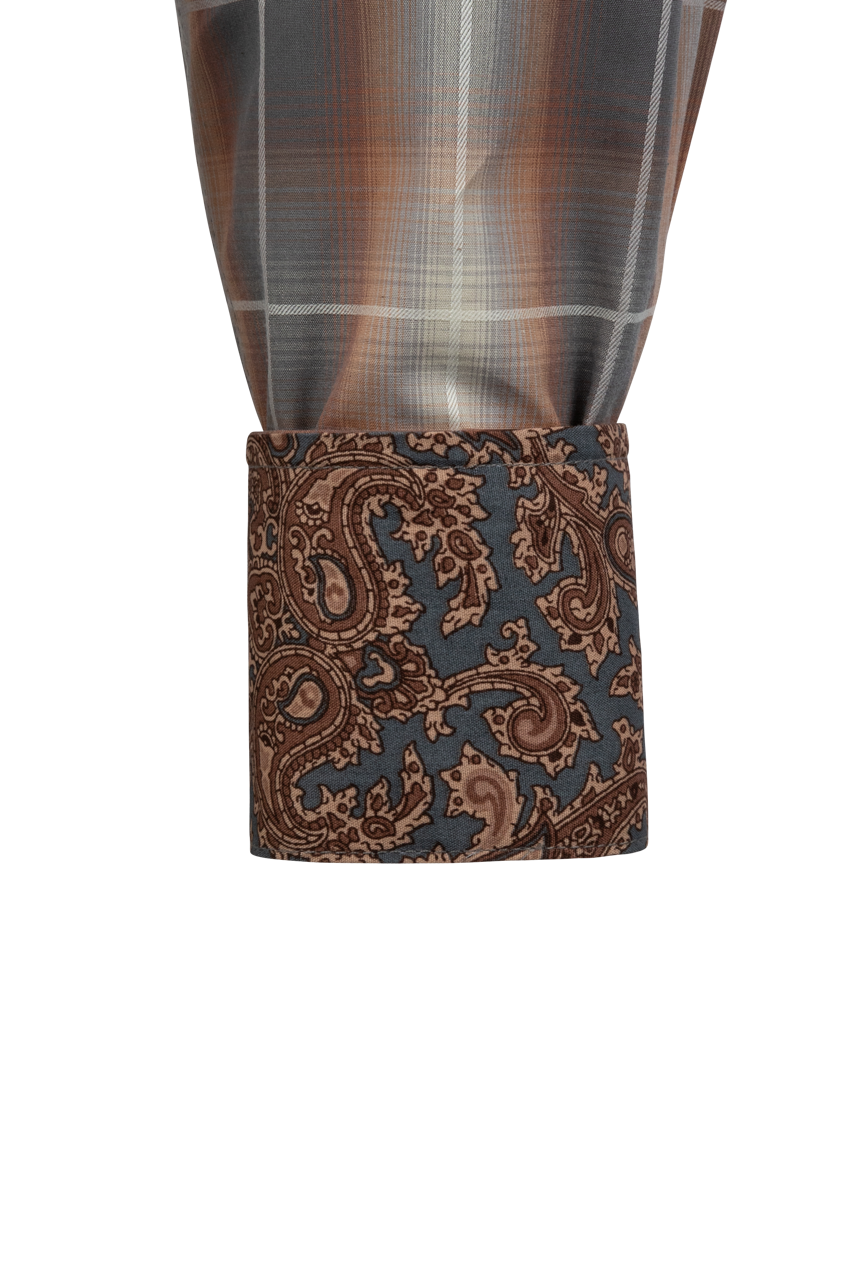 Stetson Men's Plaid Snap Front Shirt - Copper