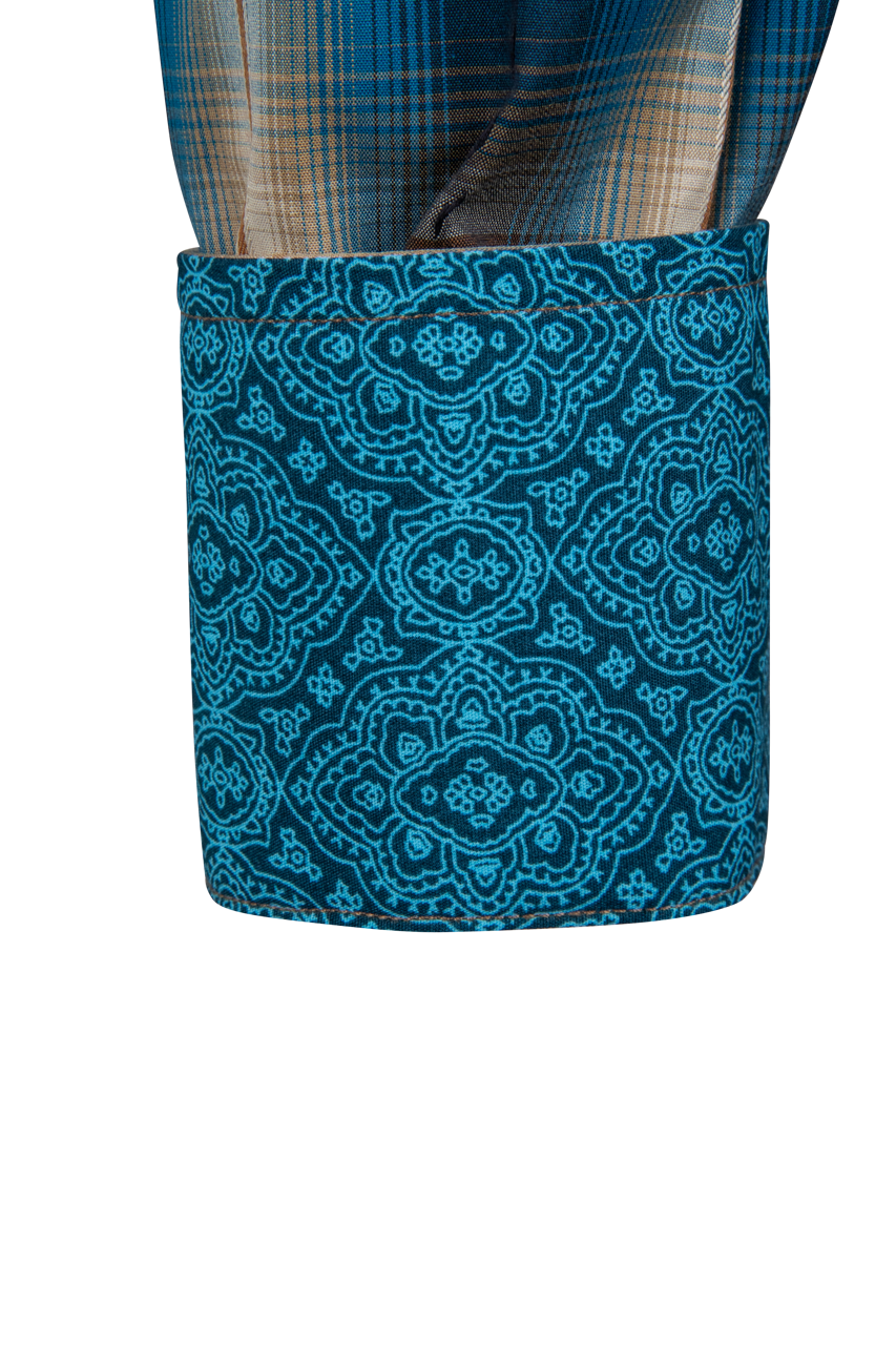 Stetson Men's Plaid Snap Front Shirt - Deep Marine