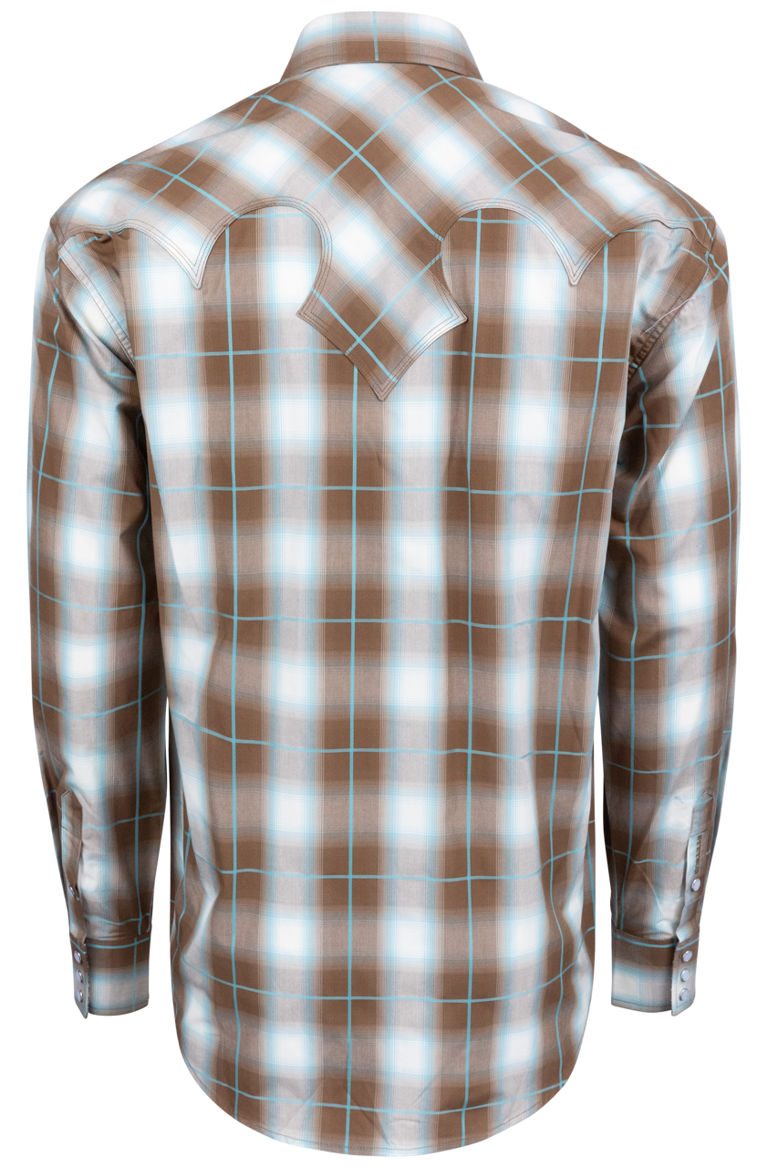 Stetson Men's Plaid Snap Front Shirt - Brown Ombre