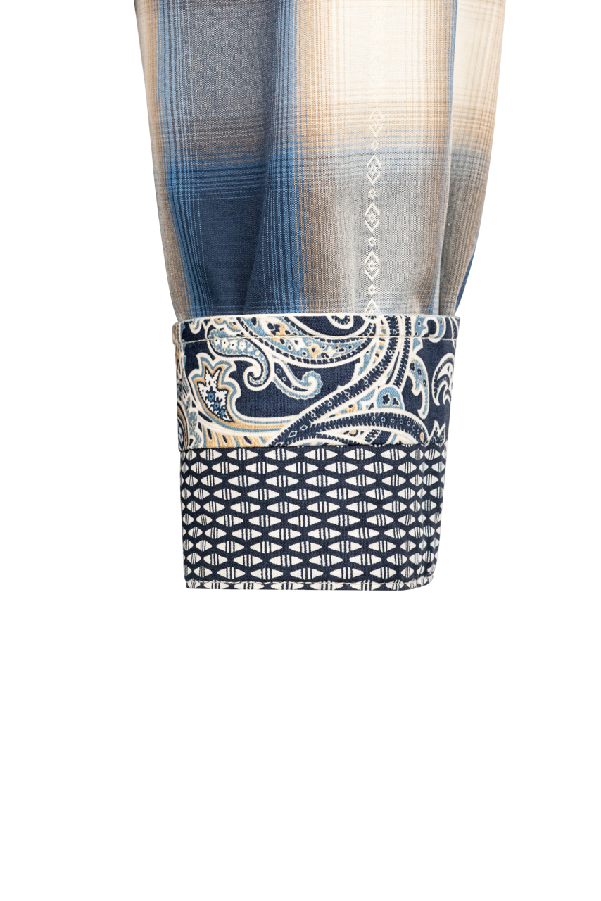 Stetson Men's Ombre Plaid Snap Front Shirt - Blue