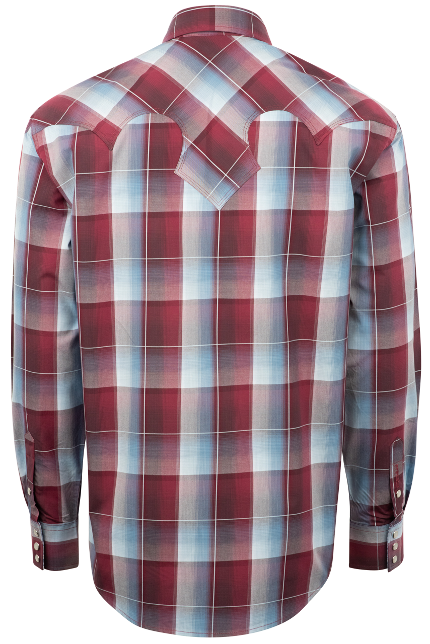 Stetson Men's Buffalo Plaid Pearl Snap Shirt - Wine