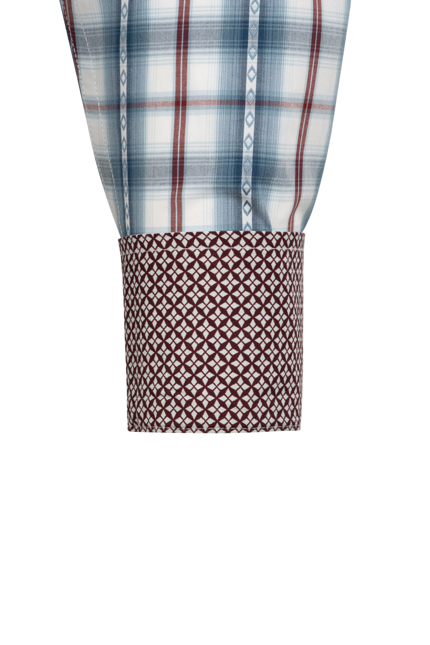 Stetson Men's Diamond Plaid Pearl Snap Shirt - Blue