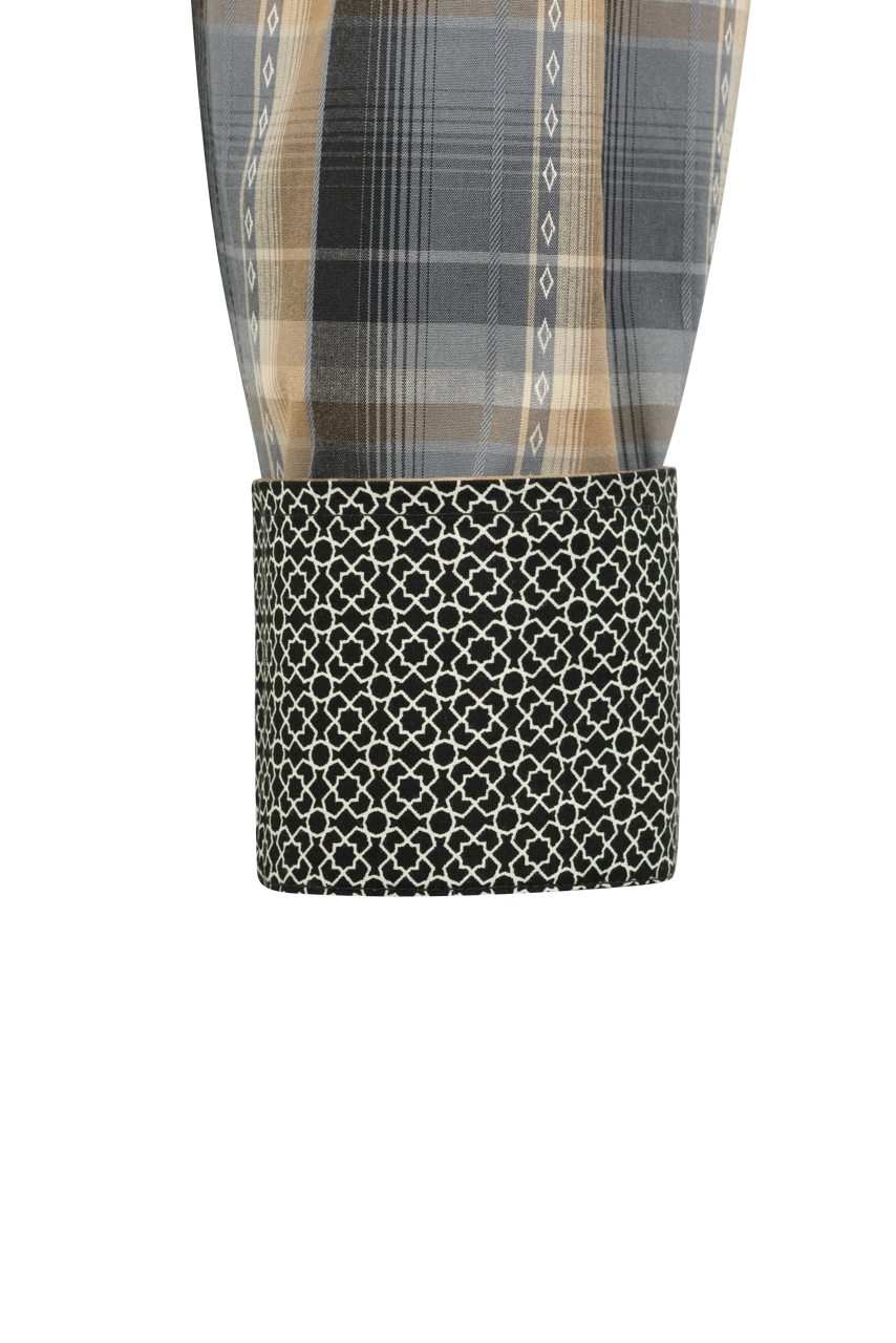 Stetson Men's Diamond Plaid Pearl Snap Shirt - Gray