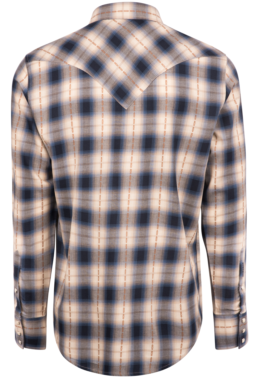 Stetson Men's Original Rugged Plaid Snap Front Shirt - Indigo