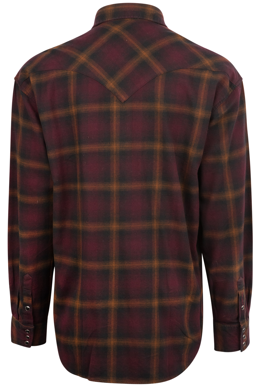 Stetson Men's Original Rugged Flannel Snap Front Shirt - Wine