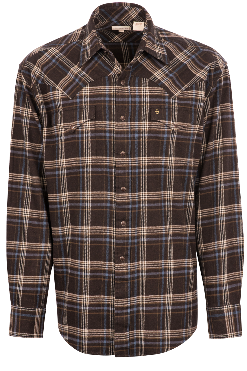Stetson Men's Original Rugged Flannel Snap Front Shirt - Brown