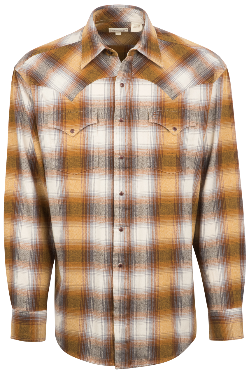 Stetson Men's Original Rugged Flannel Snap Front Shirt - Rust