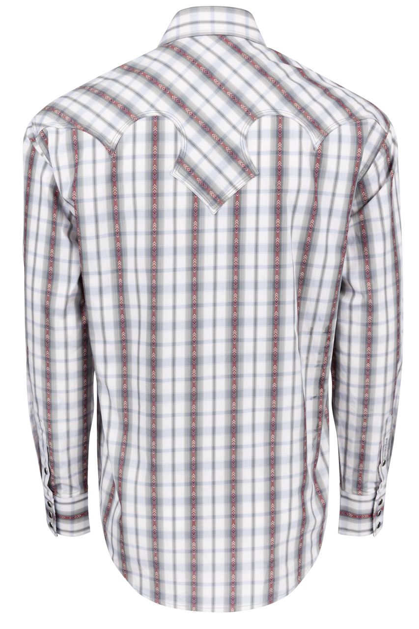 Stetson Men's Plaid Snap Front Shirt - Gray