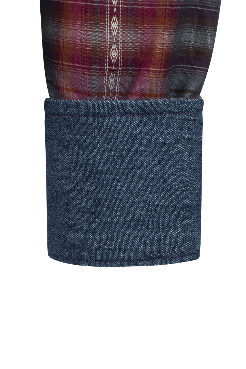 Stetson Men's Plaid Snap Front Shirt - Burgundy