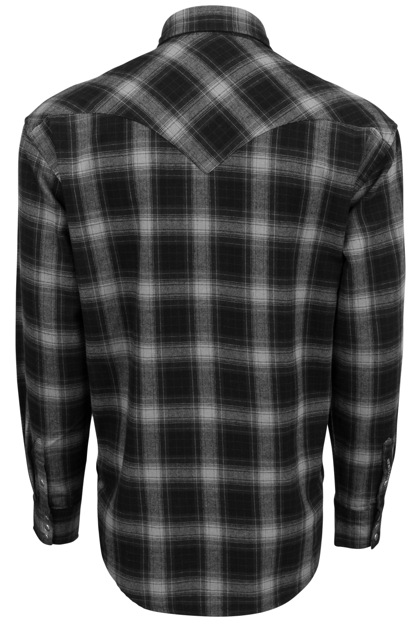 Stetson Men's Twill Flannel Snap Front Shirt - Black