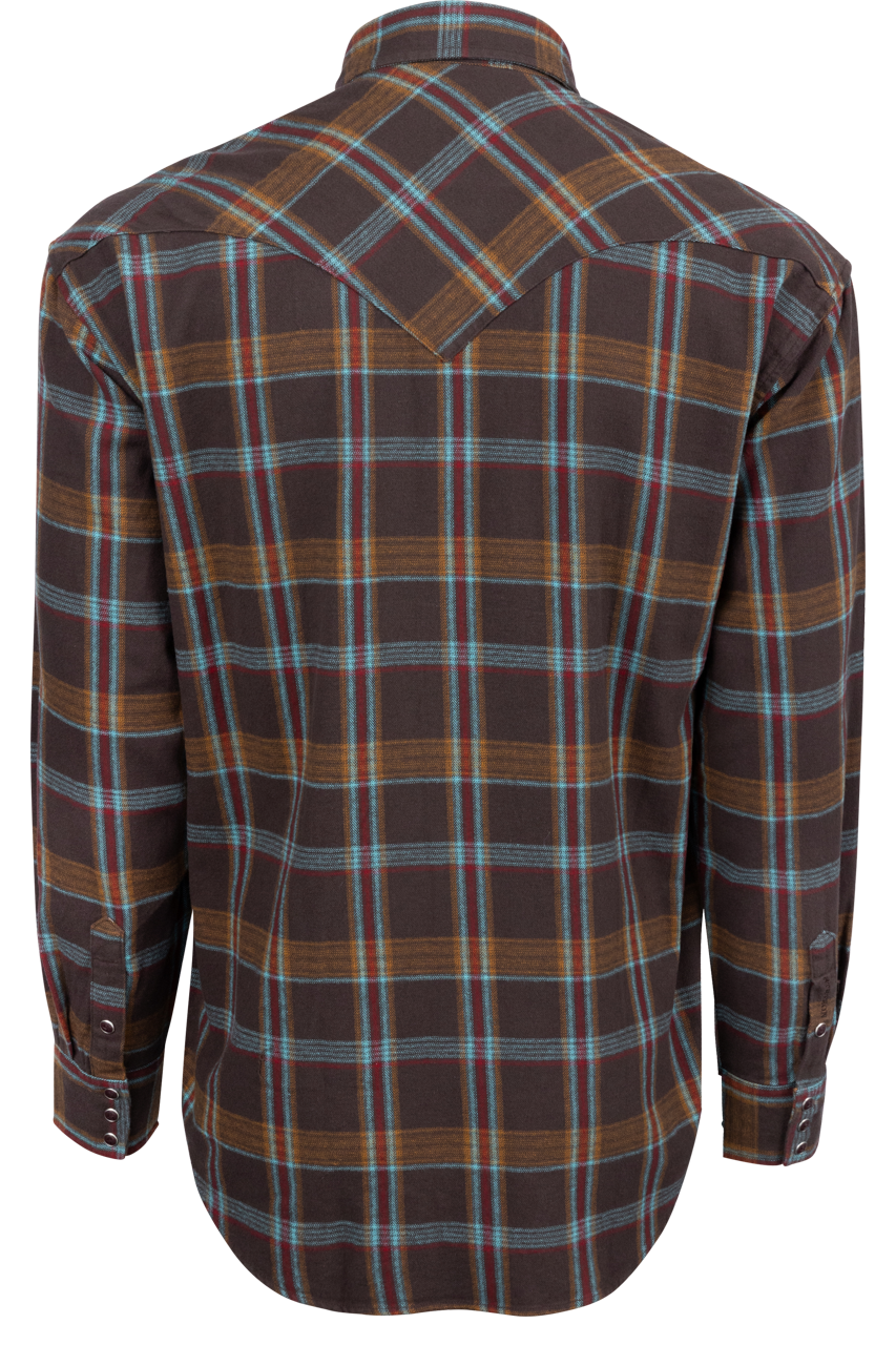 Stetson Men's Twill Flannel Snap Front Shirt - Brown