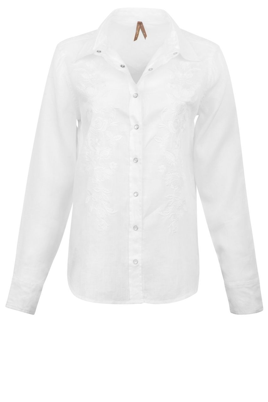 Stetson Women's Tonal Striped Linen Blouse