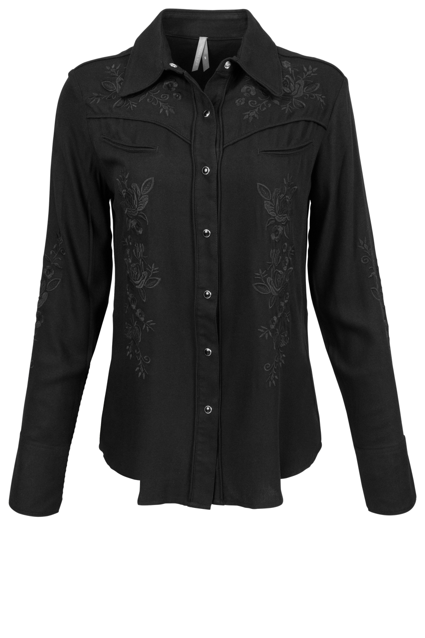 Stetson Women's Black Snap Front Blouse