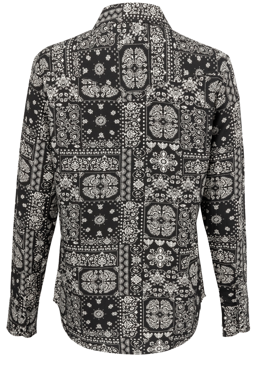 Stetson Women's Black Bandana Print Blouse