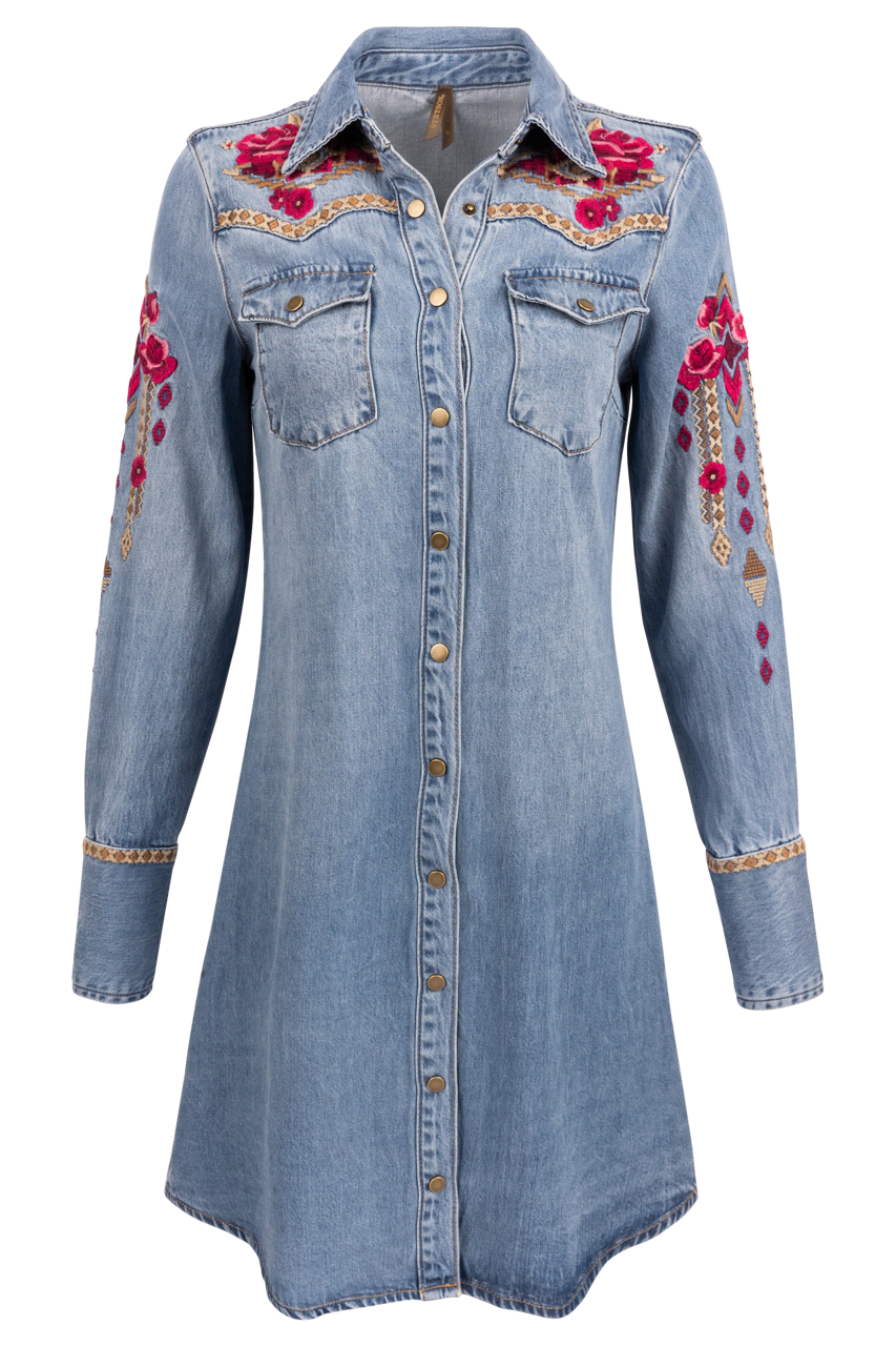 Stetson Women's Embroidered Denim Mini Dress
