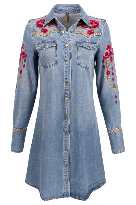 Stetson Women's Embroidered Denim Mini Dress