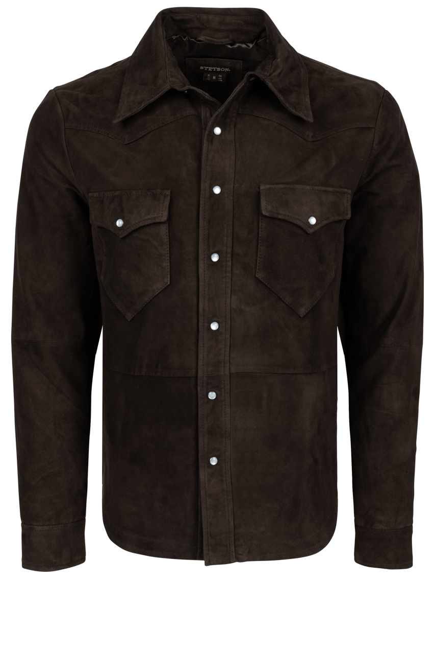 Stetson Men's Suede Shirt Jacket - Chocolate